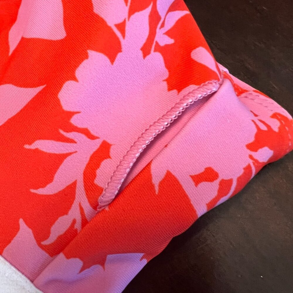 Women’s Pink & Red Floral Bike Shorts Set - Breathable Activewear - Picture 4 of 11